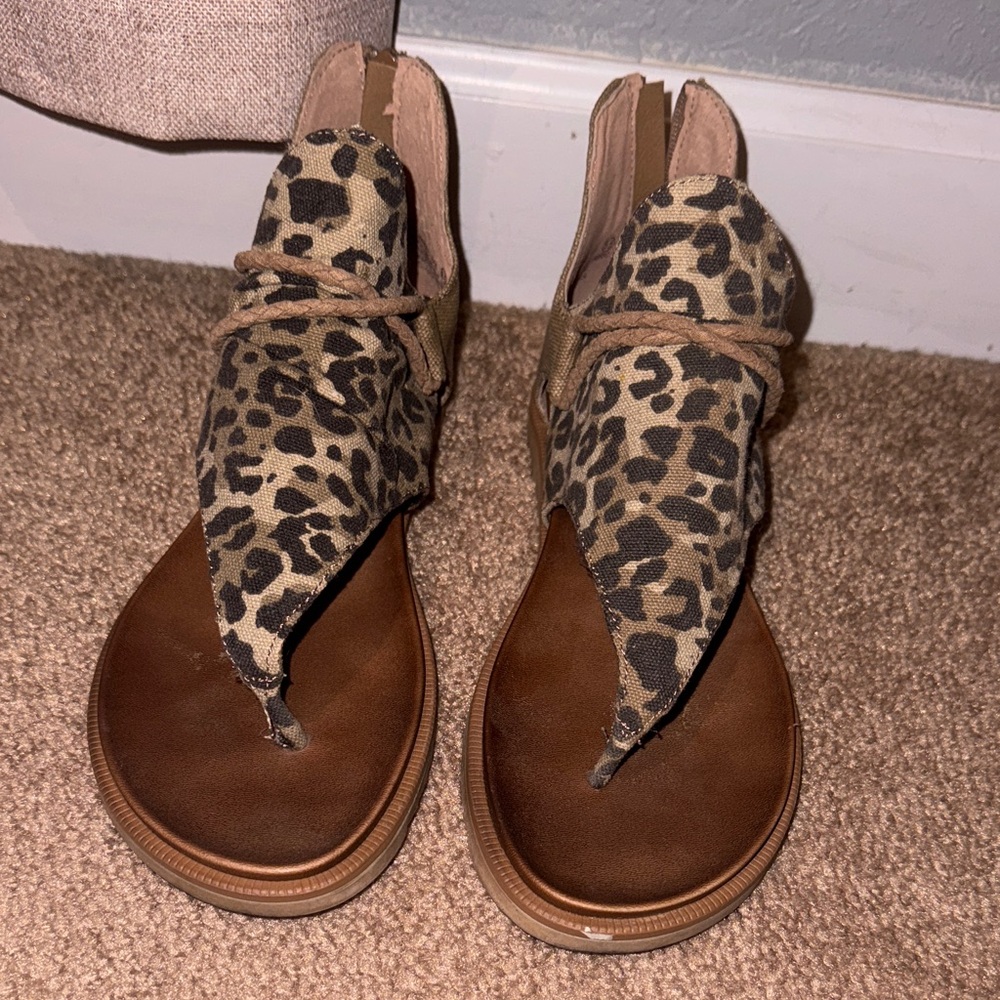 Very G Leopard Print Sandals with Tan Soles